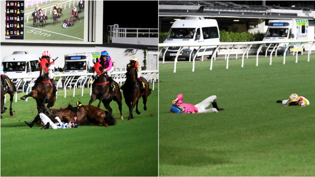 跑马地马场3骑师连环堕马